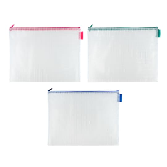 14&#x22; Mixed Mesh Zipper Pouches by Simply Tidy&#xAE;, 3ct.